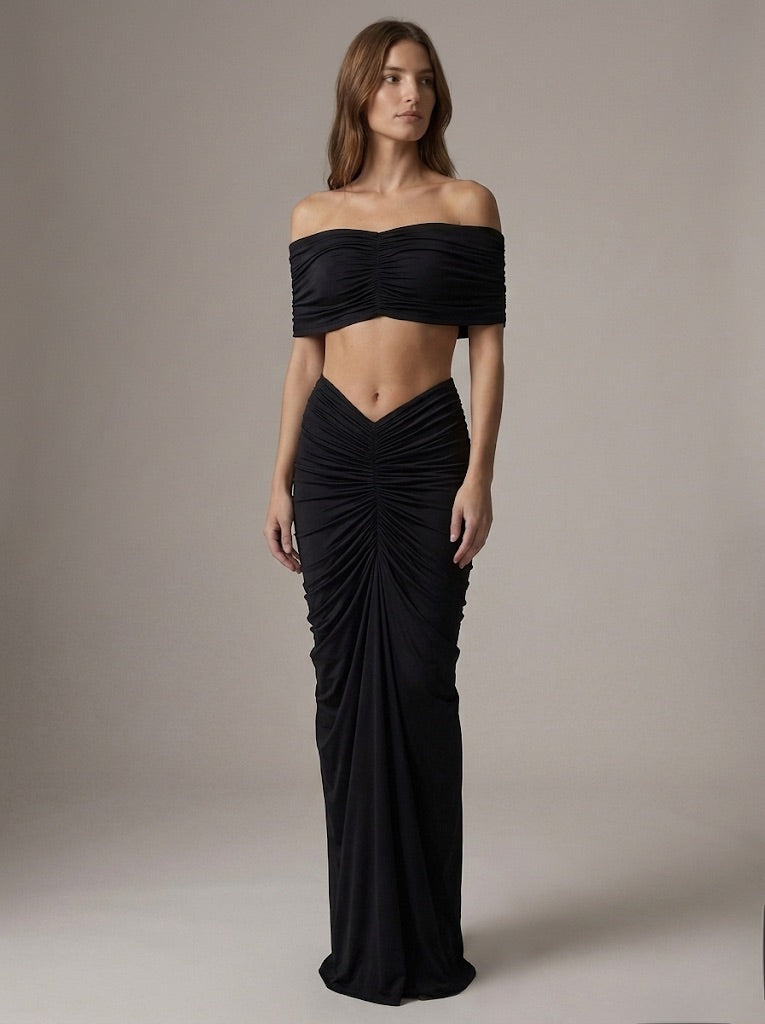 The Lucielle Ruched Off-Shoulder Set