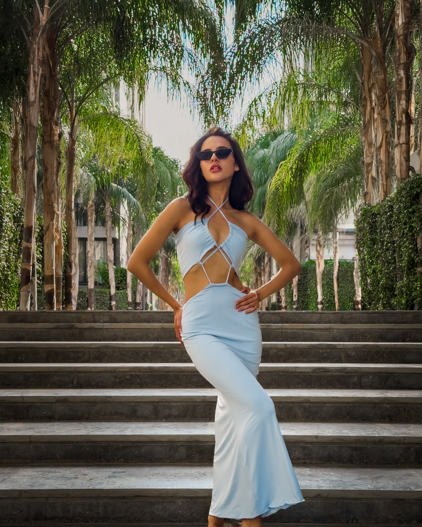 Kaia Blue Cut-Out Dress