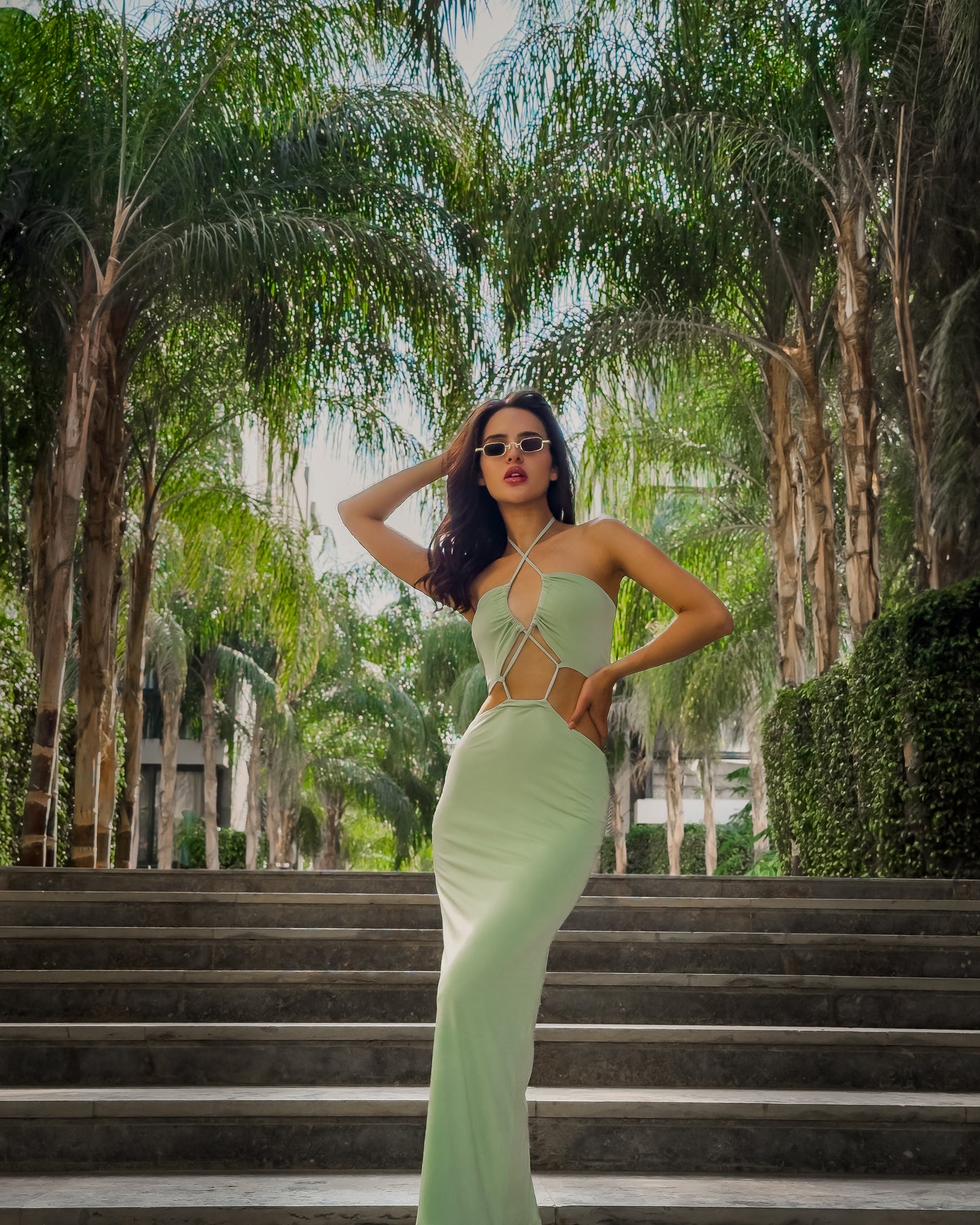 Kaia Green Cut-Out Dress